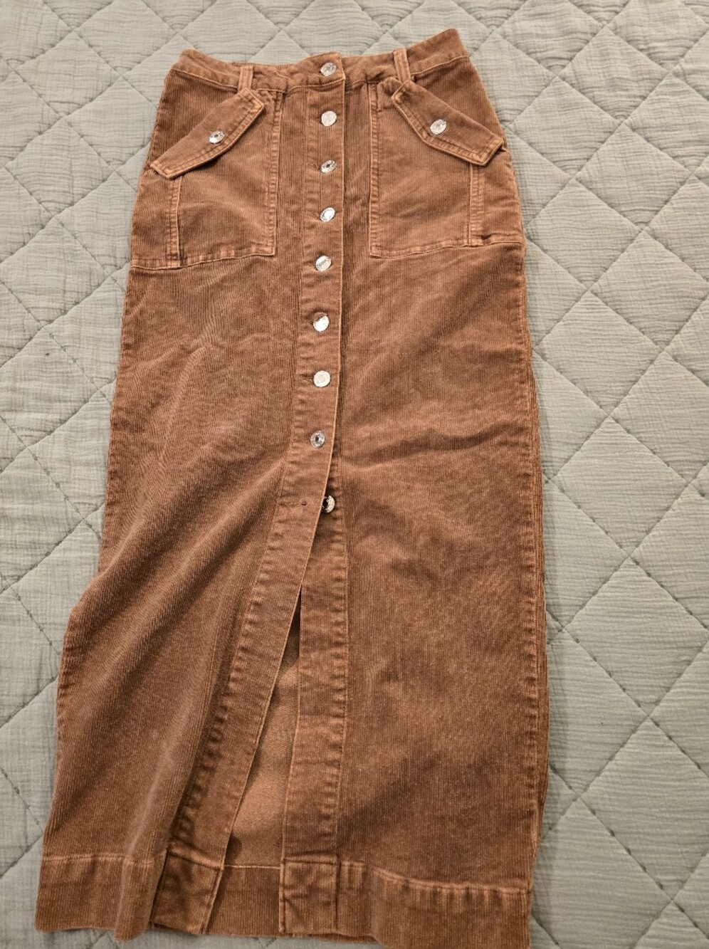 Forever 21 Corduroy Snap-Front Skirt - Rosy Brown SZ Small